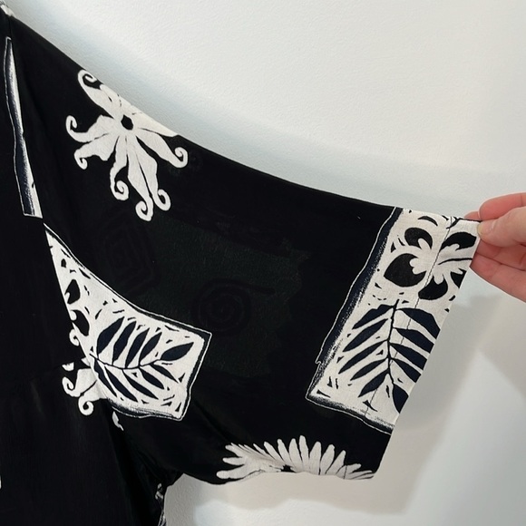 Ulla Popken Womens Size 20 Top Black White Tribal Print Artsy Funky Boho - Picture 5 of 12